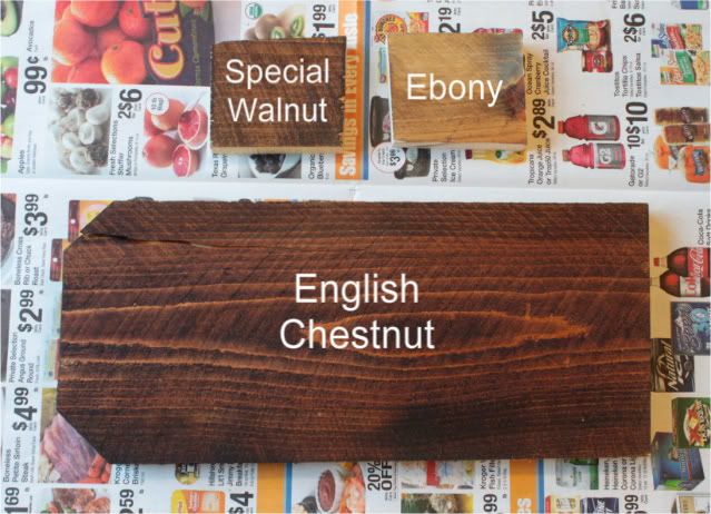 While he finished his part, I sampled various Minwax wood stains ... While he finished his part, I sampled various Minwax wood stains ...