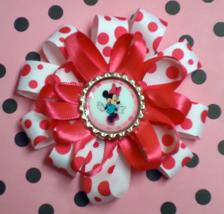 Minnie Mouse Pink Polka Dot Flower Loop Bow