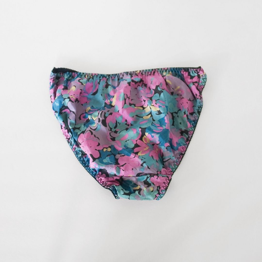 Vtg Watercolor Floral SILK String Bikini Panties sz 6 M eBay
