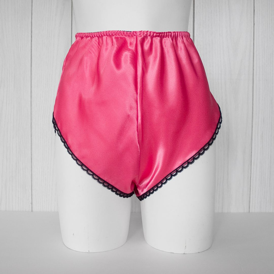 Vtg Pink And Blk Lace Wet Look Satin Hot Pants Tap Panties Knickers Mint Cond Sz S Ebay