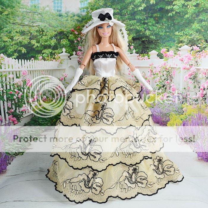 Fashion Handmade Barbie Wedding Dress Clothes For Barbie Doll Head 