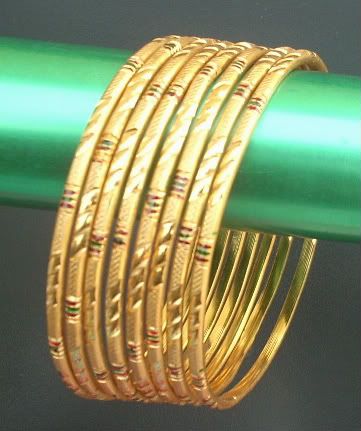   BOLLYWOOD INDIAN 22KT GOLDPLATED 8PC BRIDAL SAREE BANGLE SET~2.6 FA23