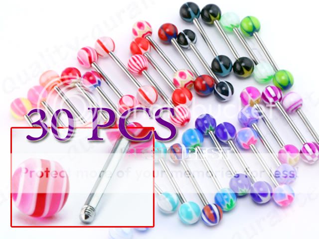   Tongue Ring Barbell Bar Tounge Body Jewelry Piercing Mix Color  