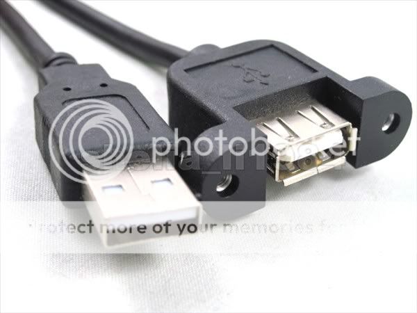 25cm USB2 0 A Male to USB A Female Panel Mount Adapter Extend Cable Screw Lock